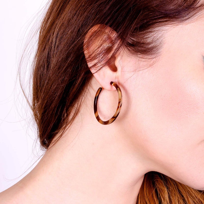 BaubleStar Tortoise Shell Resin Hoop Earrings Acrylic Round Circle Dangle Amber Ear Drops Fashion Jewelry for Women - Image 2